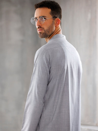 Blended Ash Grey Kurta Trouser - J. Junaid Jamshed