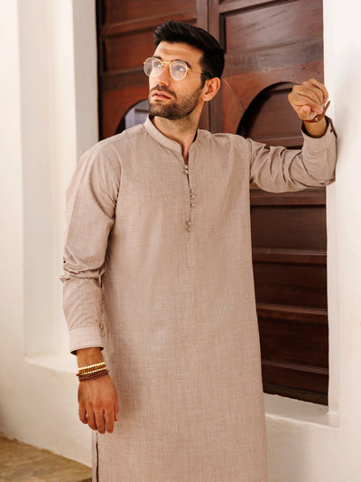 Blended Light Brown Shalwar Kameez - J. Junaid Jamshed