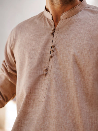 Blended Light Brown Shalwar Kameez - J. Junaid Jamshed