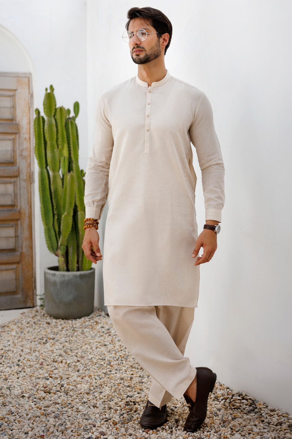 Blended Beige Shalwar Kameez - Almirah