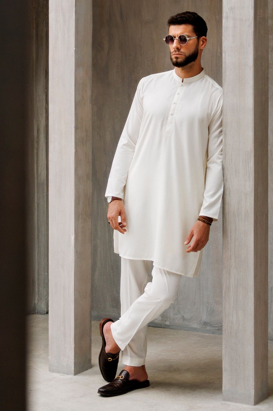 Blended Off White Kurta Trouser - Almirah