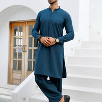 Blended Teal Kurta Trouser - Almirah