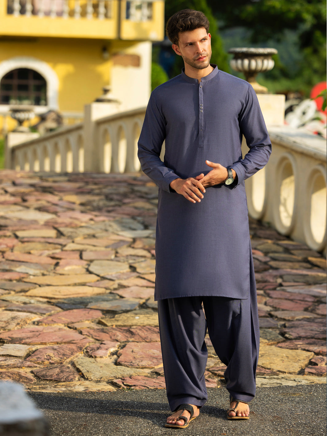 Blended Blue Kurta Trouser - Almirah