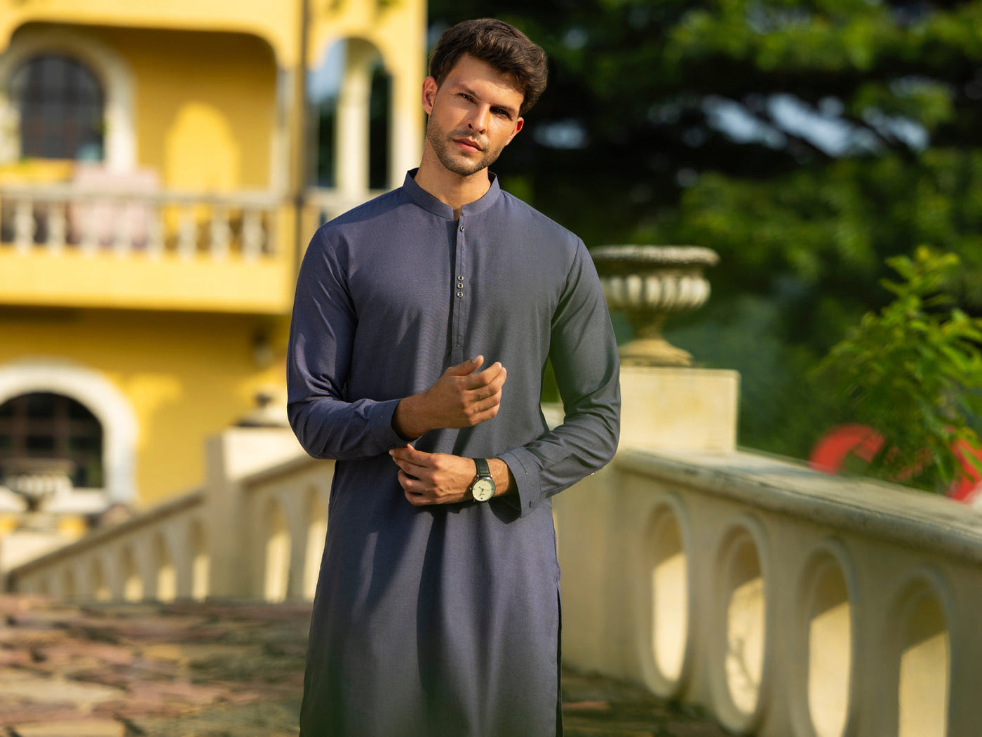 Blended Blue Kurta Trouser - Almirah