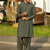 Blended Green Kurta Trouser - Almirah
