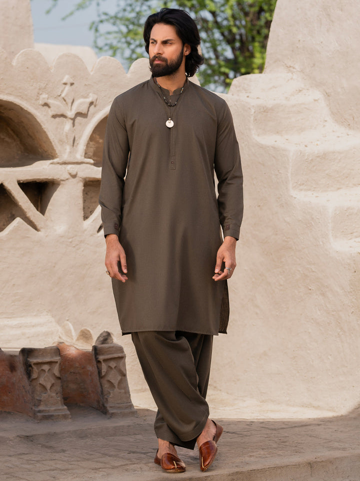 Blended Olive Green Shalwar Kameez - Almirah