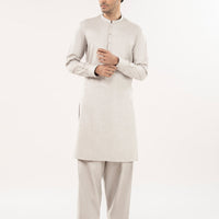 Blended Ash Grey Unstitched Suit - J. Junaid Jamshed