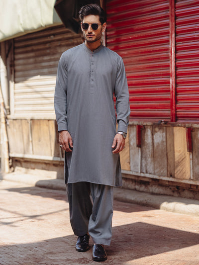 Blended Grey Shalwar Kameez- Almirah
