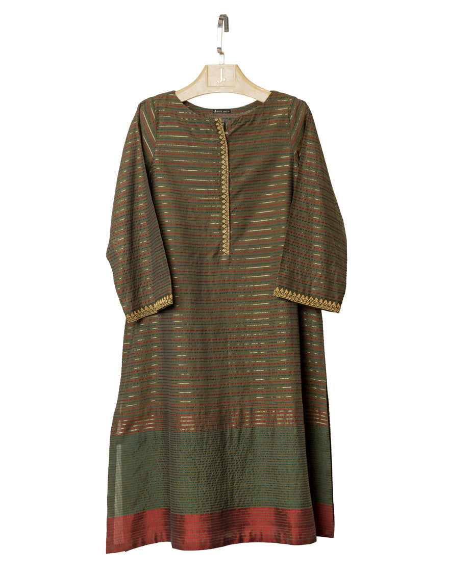 Jacquard Green Kurti- J. Junaid Jamshed