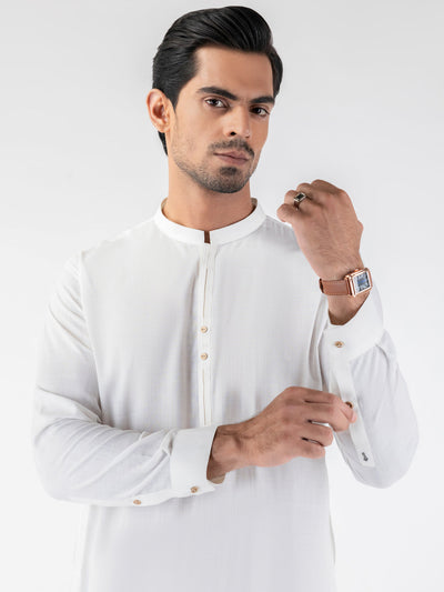 Blended White Shalwar Kameez- Almirah