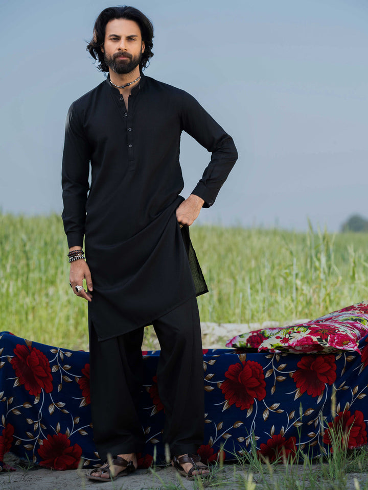 Blended Black Shalwar Kameez - Almirah