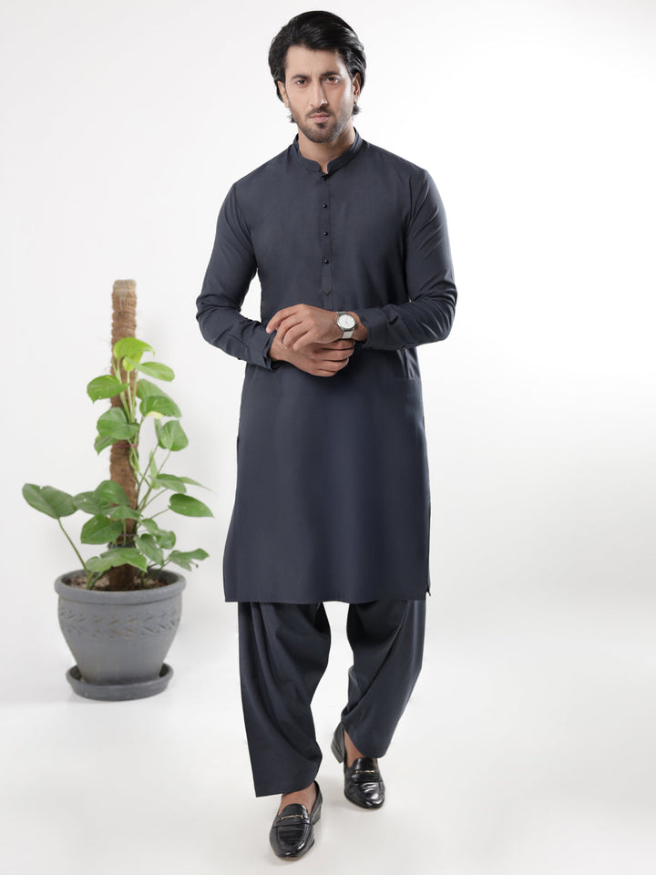Blended Charcoal Grey Shalwar Kameez - Almirah