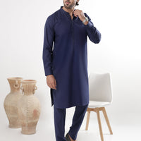 Cotton Navy Blue Kurta Trouser - Almirah