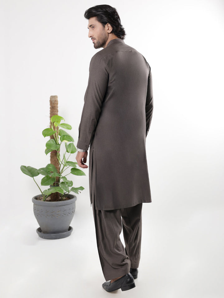 Blended Dark Brown Shalwar Kameez - Almirah