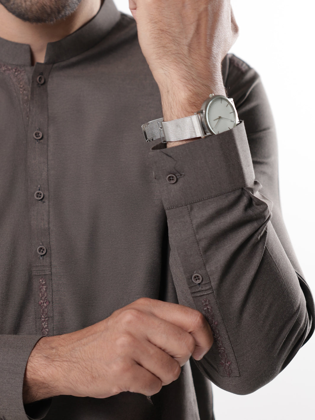 Blended Dark Brown Shalwar Kameez - Almirah