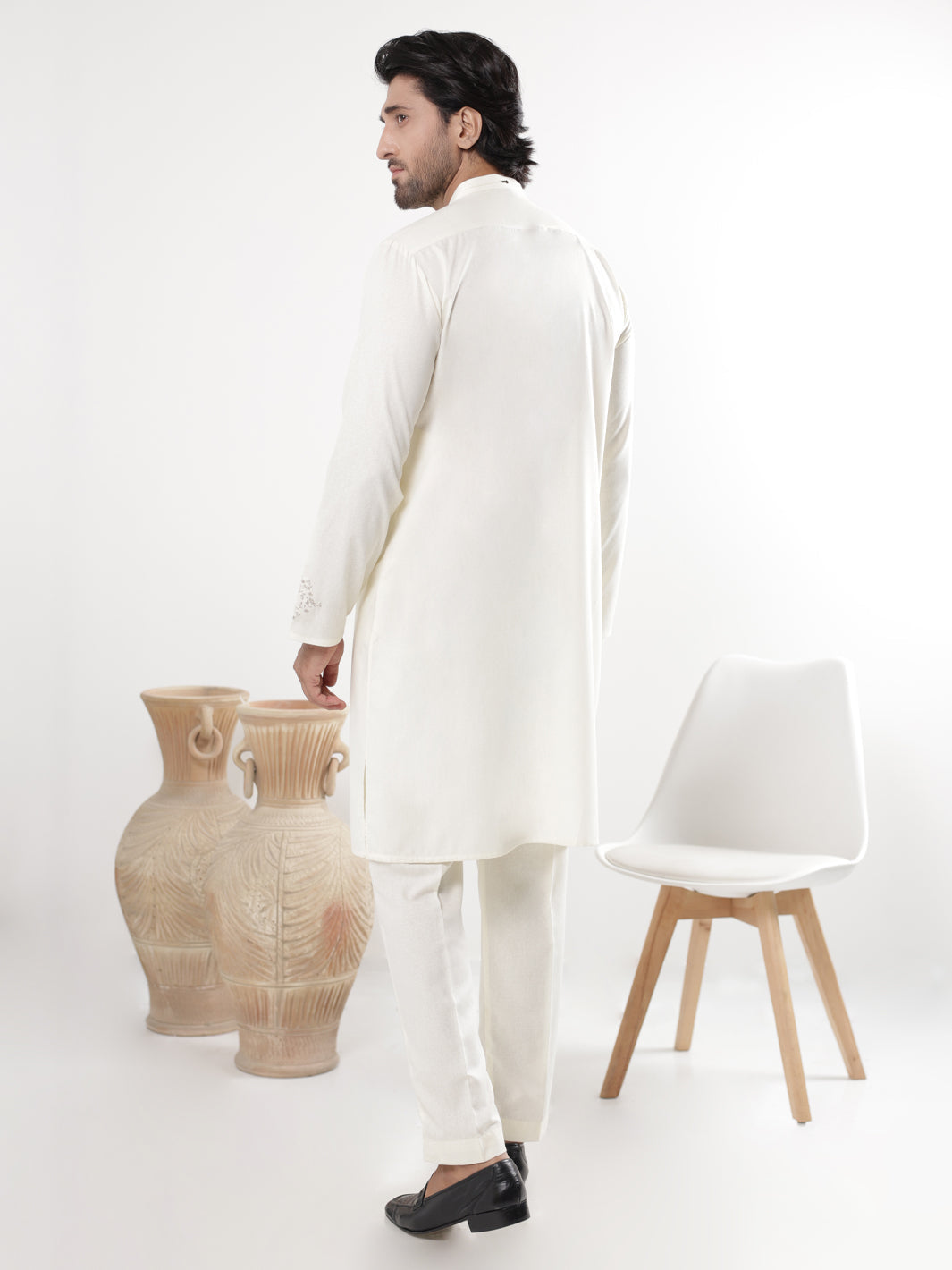 Blended Cream Kurta Trouser - Almirah
