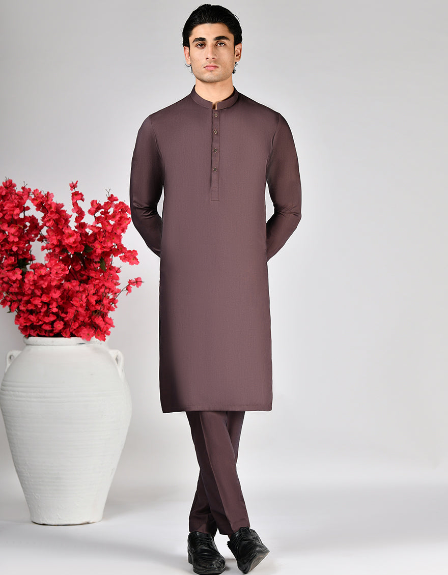 Blended Brown Unstitched Suit - J. Junaid Jamshed