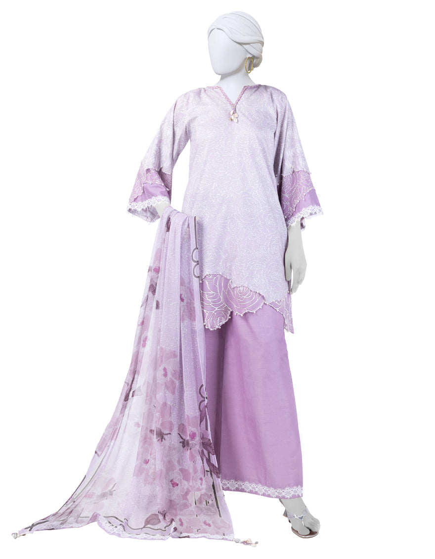 Lawn Purple Unstitched Suit - J. Junaid Jamshed