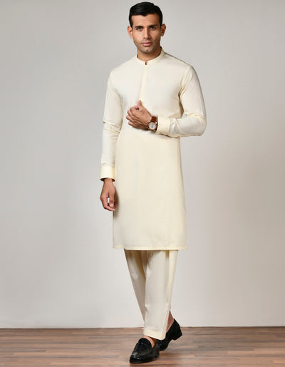 Cotton Cream Shalwar Kameez - J. Junaid Jamshed