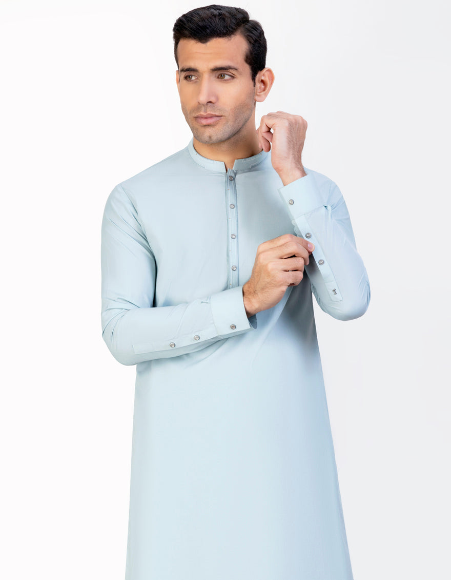 Blended Pale Blue Shalwar Kameez - J. Junaid Jamshed