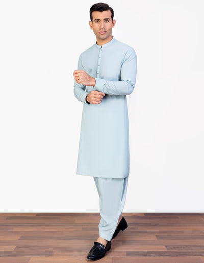 Blended Pale Blue Shalwar Kameez - J. Junaid Jamshed