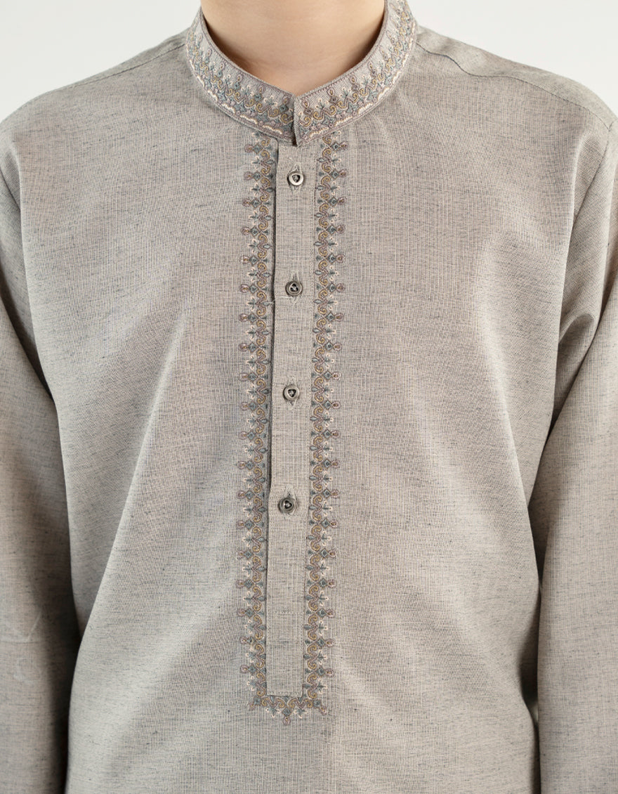 Cotton Grey Kurta - J. Junaid Jamshed