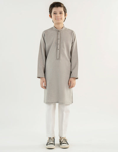 Cotton Grey Kurta - J. Junaid Jamshed