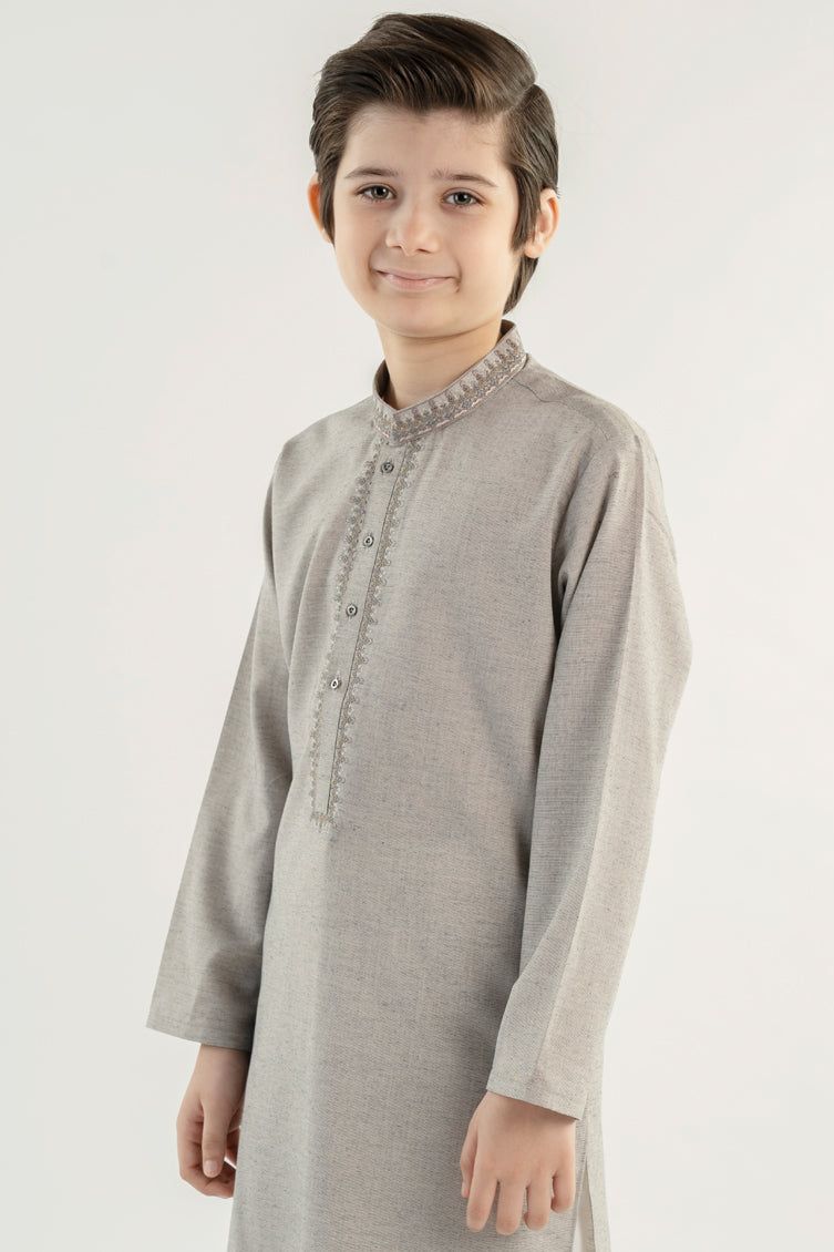 Cotton Grey Kurta - J. Junaid Jamshed