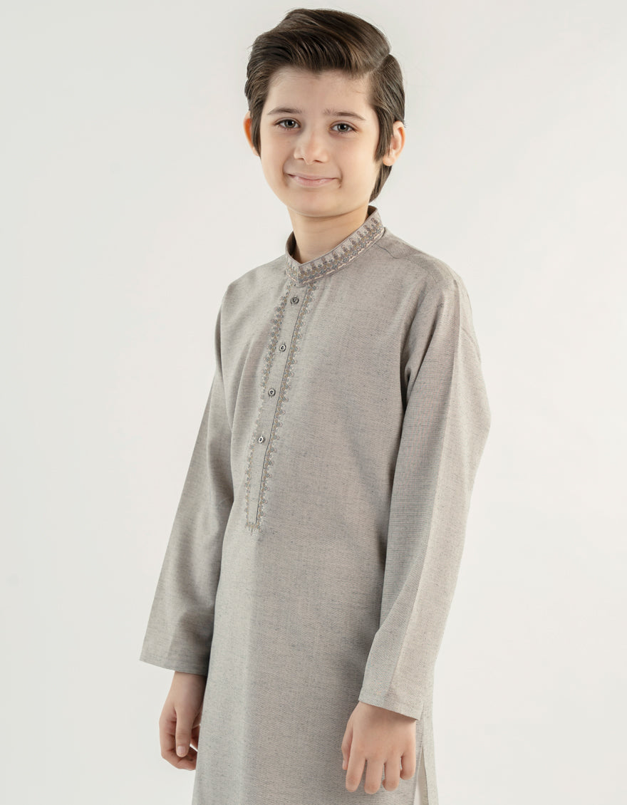 Cotton Grey Kurta - J. Junaid Jamshed