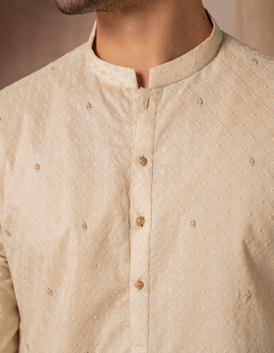 Cotton Ecru Special Kurta - J. Junaid Jamshed