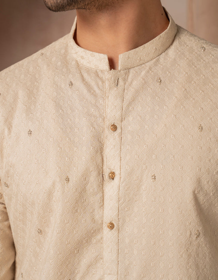 Cotton Ecru Special Kurta - J. Junaid Jamshed