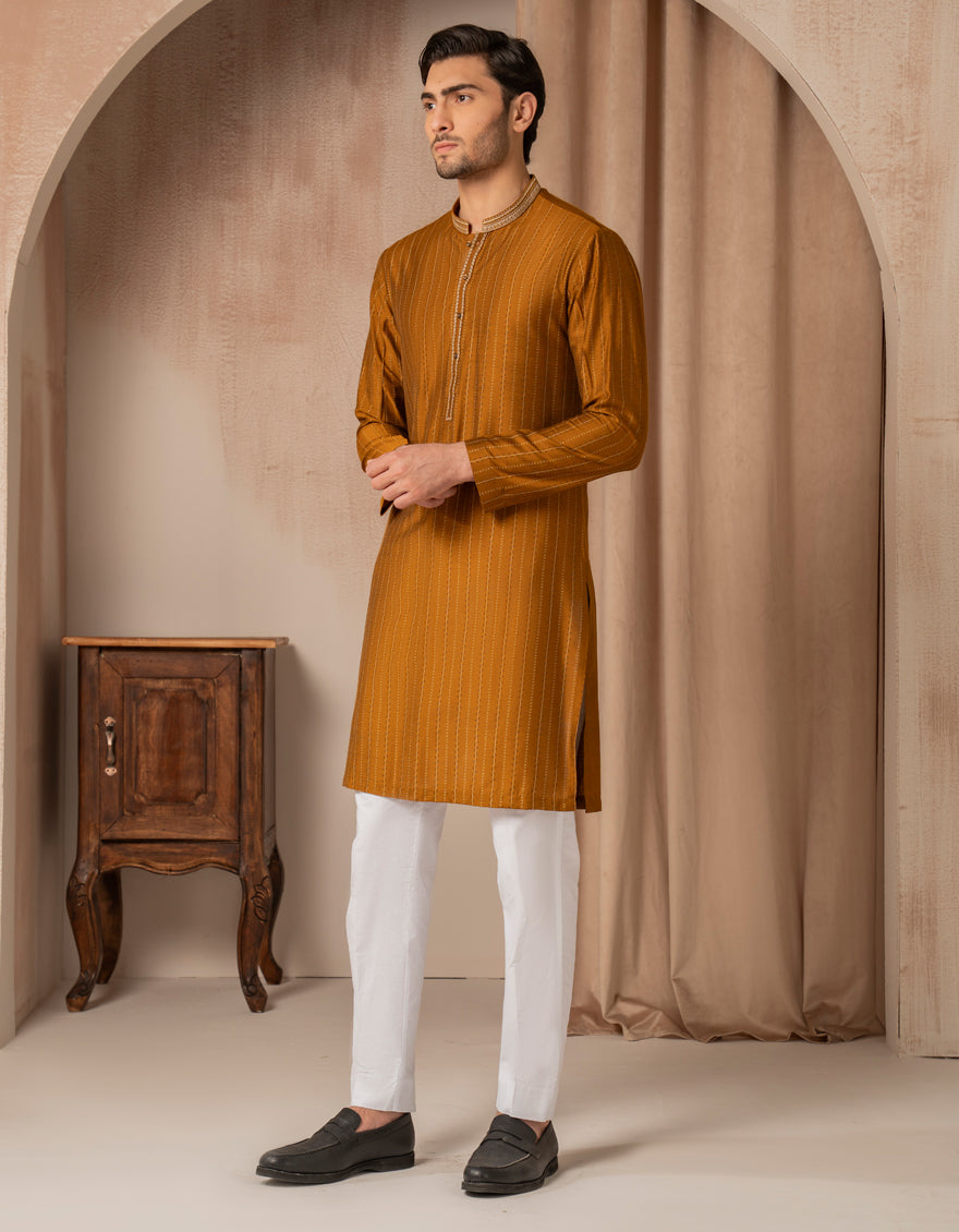 Blended Orange Special Kurta - J. Junaid Jamshed