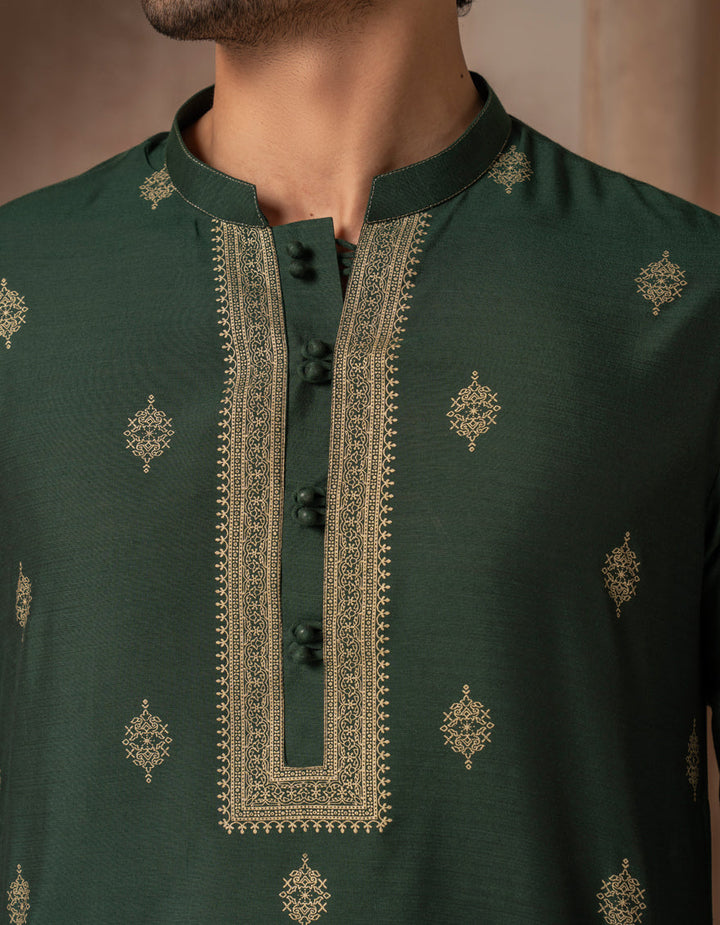 Blended Green Special Kurta - J. Junaid Jamshed