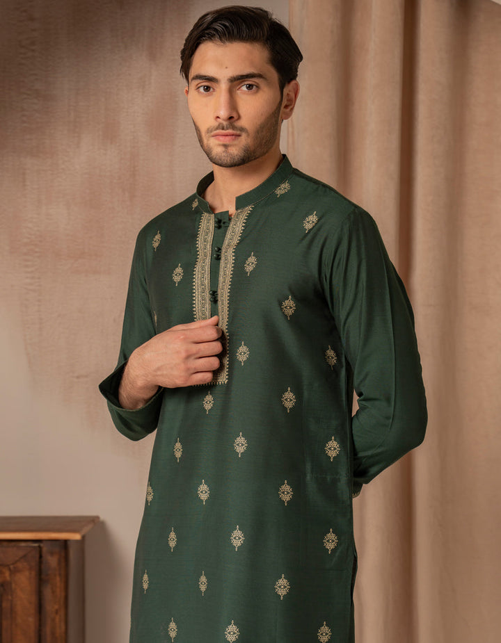 Blended Green Special Kurta - J. Junaid Jamshed
