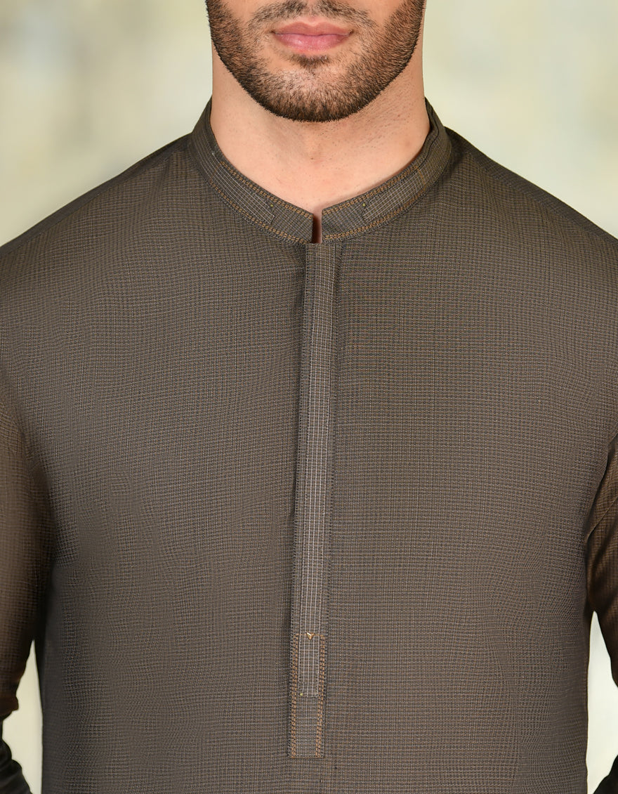 Cotton Brown Kurta Trouser - J. Junaid Jamshed