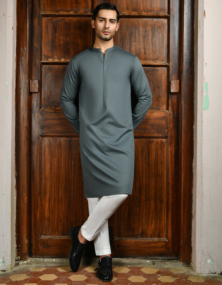 Cotton Green Kurta - J. Junaid Jamshed