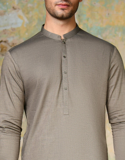 Cotton Brown Kurta Trouser - J. Junaid Jamshed