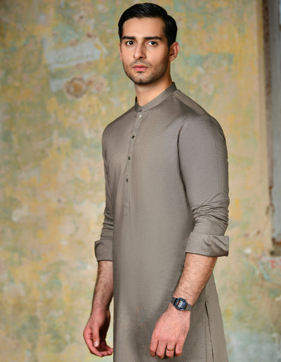 Cotton Brown Kurta Trouser - J. Junaid Jamshed