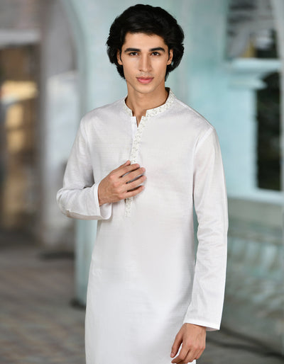 Blended White Kurta - J. Junaid Jamshed