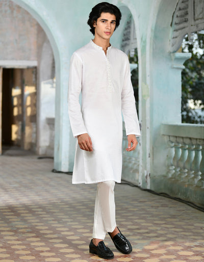 Blended White Kurta - J. Junaid Jamshed