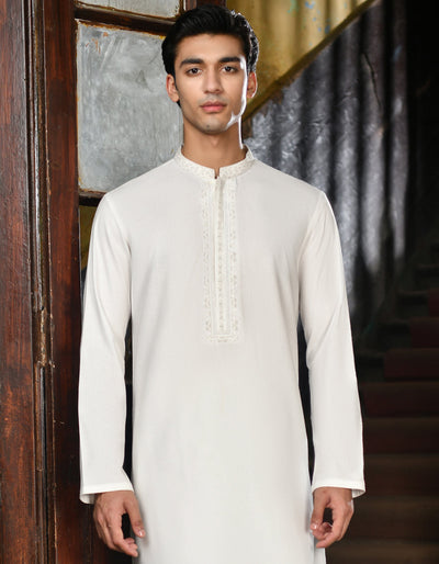 Blended White Shalwar Kameez - J. Junaid Jamshed