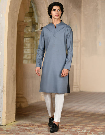 Blended Grey Kurta - J. Junaid Jamshed