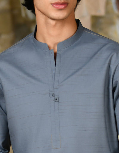 Blended Grey Kurta - J. Junaid Jamshed