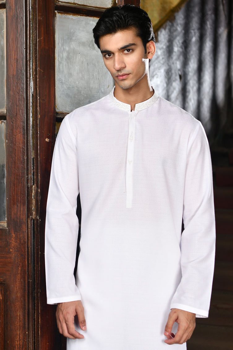 Blended White Kurta - J. Junaid Jamshed