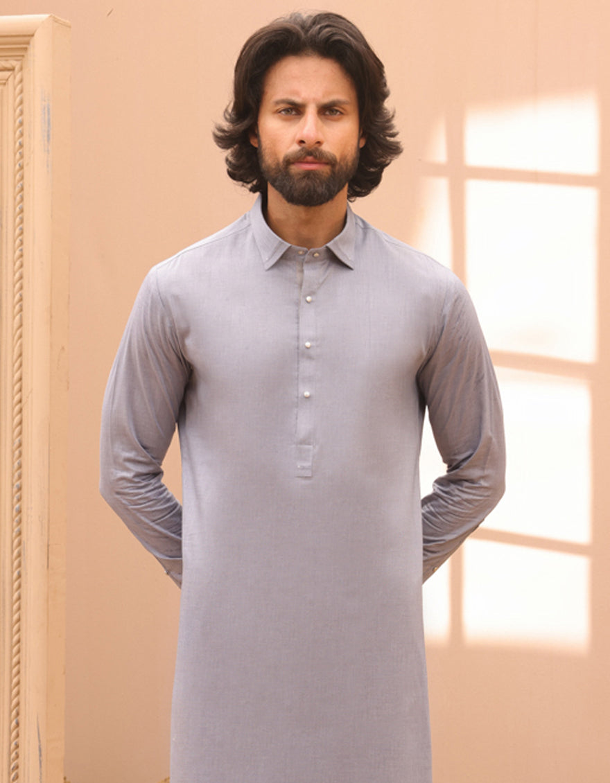 Cotton Blue Shalwar Kameez - J. Junaid Jamshed