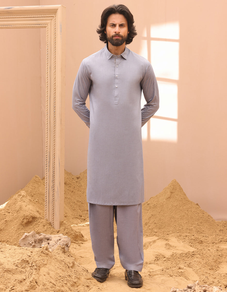 Cotton Blue Shalwar Kameez - J. Junaid Jamshed