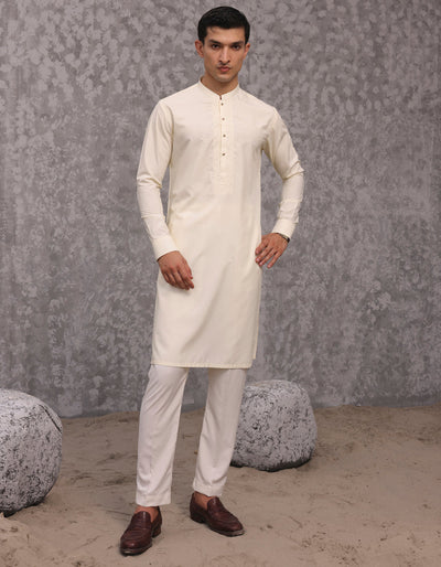 Blended Cream Kurta Trouser - J. Junaid Jamshed