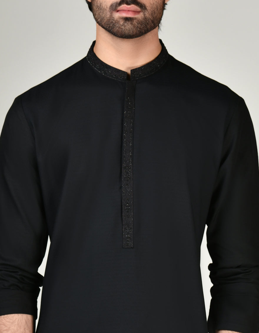 Blended Black Shalwar Kameez - J. Junaid Jamshed