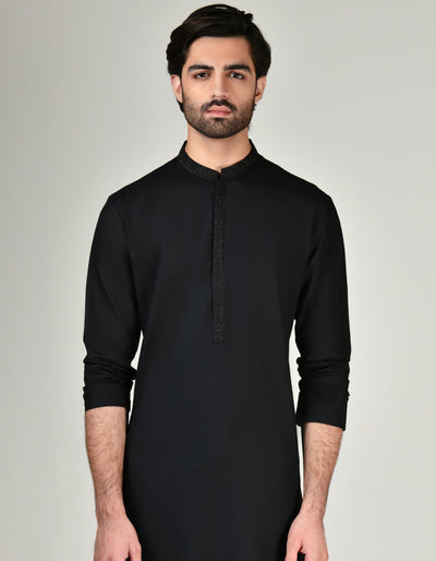 Blended Black Shalwar Kameez - J. Junaid Jamshed