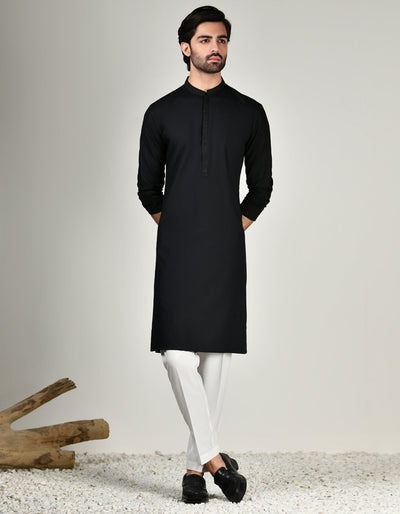 Blended Black Shalwar Kameez - J. Junaid Jamshed